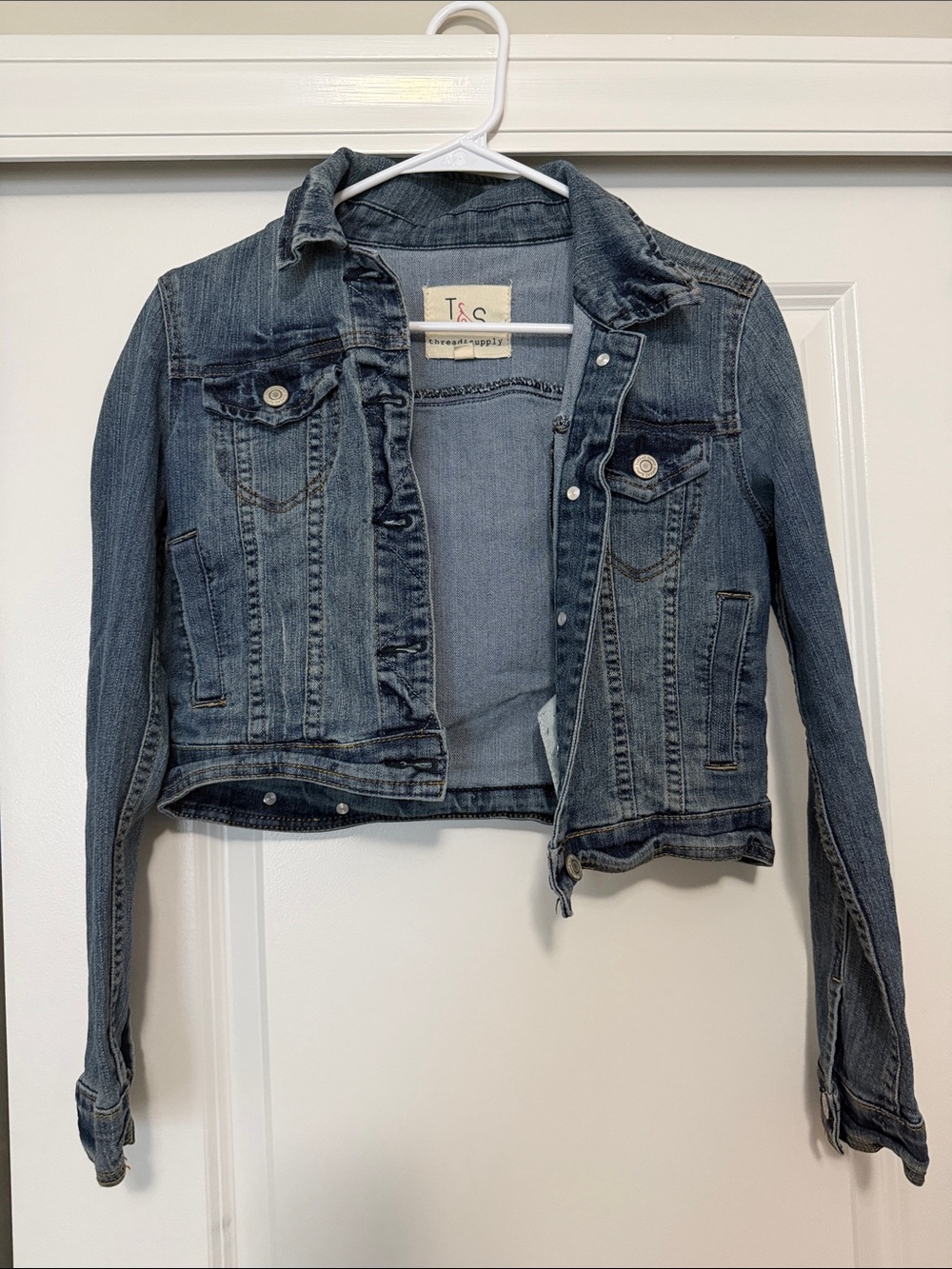 Thread & Supply Cropped Blue Jean Jacket